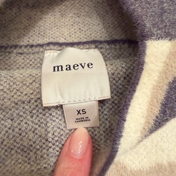 Anthropologie Maeve Women's Cowl Neck Sweater - Gray and Cream - Picture 4 of 6